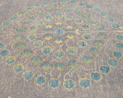 3x4 Gray Kuba Afghan Hand Knotted Wool Area Rug